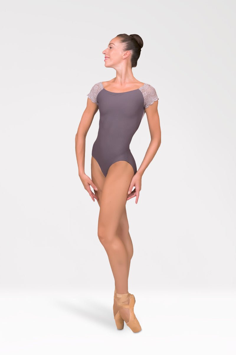 Harmony Cap Sleeve Leotard With Lace Back - Dark Taupe - Collective DancewearHarmony Cap Sleeve Leotard With Lace Back - Dark Taupe#mLeotardCollective Dancewear