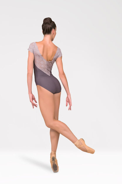 Harmony Cap Sleeve Leotard With Lace Back - Dark Taupe - Collective DancewearHarmony Cap Sleeve Leotard With Lace Back - Dark Taupe#mLeotardCollective Dancewear