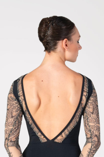 Harmony Long Sleeve Leotard with Printed Sleeves - THE COLLECTIVE DANCEWEARHarmony Long Sleeve Leotard with Printed SleevesmLeotardTHE COLLECTIVE DANCEWEAR
