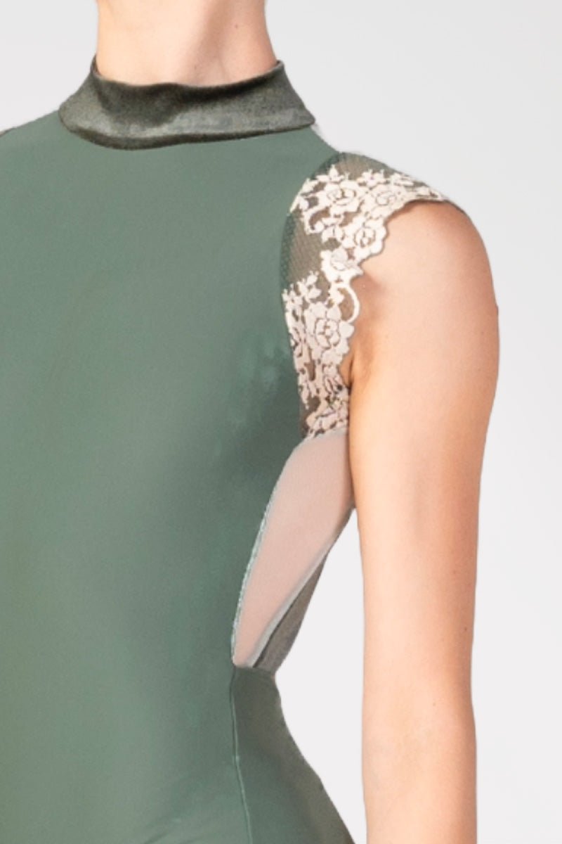 Harmony Olive Green High Neck - THE COLLECTIVE DANCEWEARHarmony Olive Green High NeckmLeotardTHE COLLECTIVE DANCEWEAR