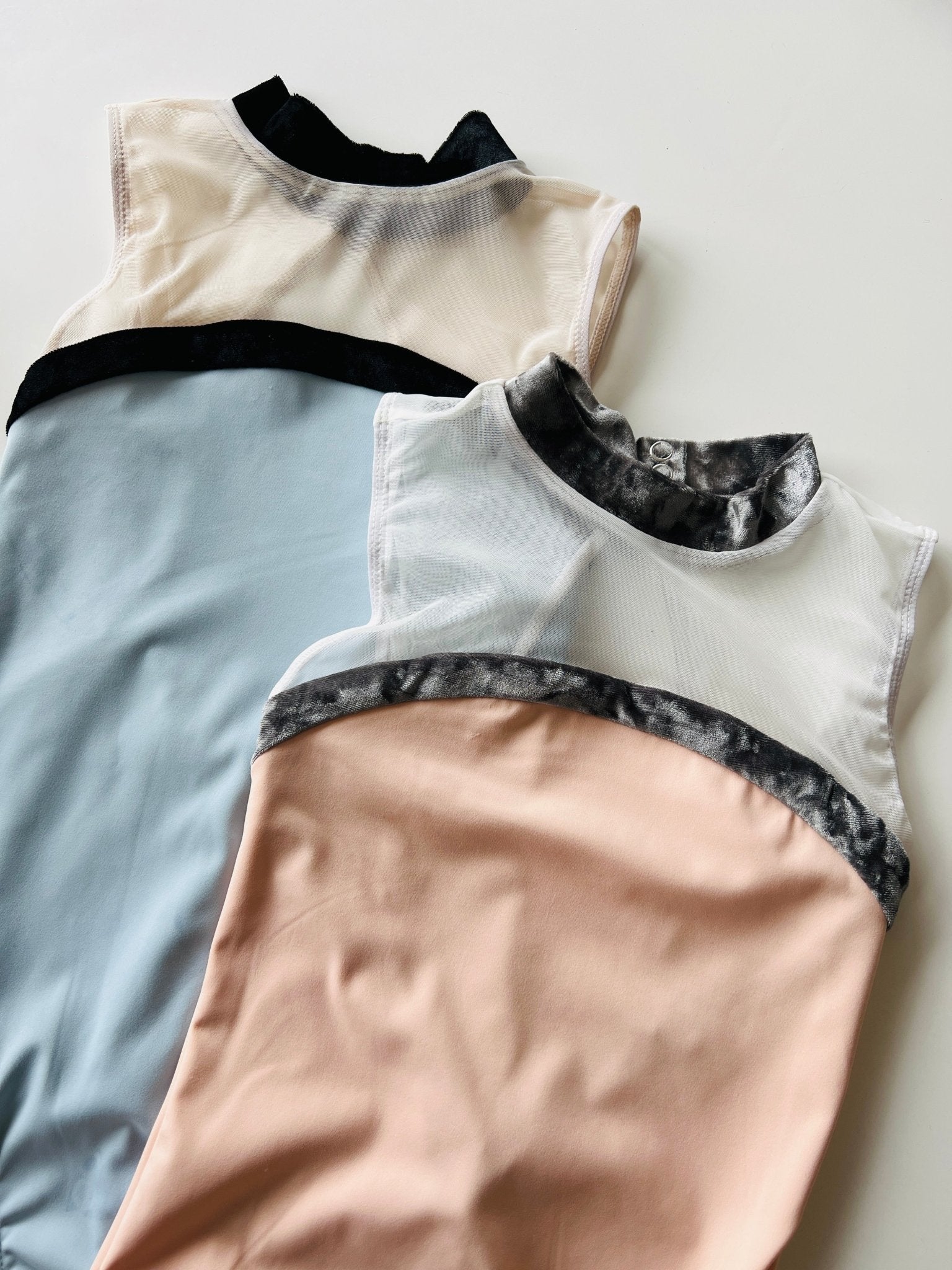 High Neck Leotard - Pastel Blue with Black Velour Trim - Kids Collection - THE COLLECTIVE DANCEWEARHigh Neck Leotard - Pastel Blue with Black Velour Trim - Kids Collection#mLeotardTHE COLLECTIVE DANCEWEAR