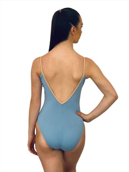 V mesh camisole ballet dance leotard in pastel blue from The Collective Dancewear
