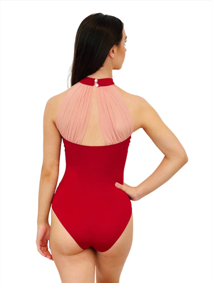 The Sweetheart High Neck Leotard - Red