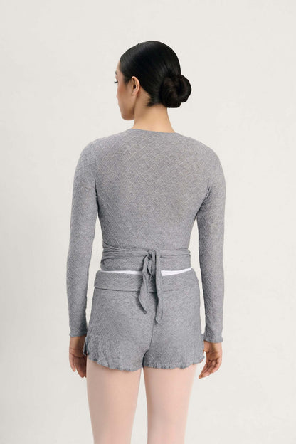 Intermezzo Gewn Knitted Wrap Cardigan - Grey Metallic - THE COLLECTIVE DANCEWEARIntermezzo Gewn Knitted Wrap Cardigan - Grey Metallicmwarm upsTHE COLLECTIVE DANCEWEAR