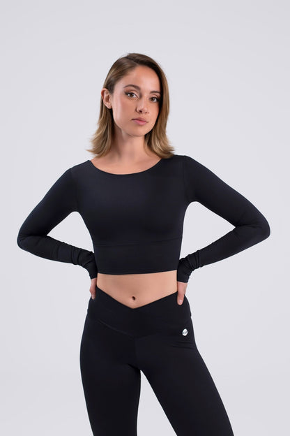 Intermezzo Grayson Long Sleeve Crop Top - Black - THE COLLECTIVE DANCEWEARIntermezzo Grayson Long Sleeve Crop Top - BlackmSports TopTHE COLLECTIVE DANCEWEAR