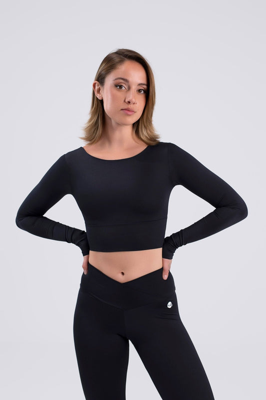 Intermezzo Grayson Long Sleeve Crop Top - Black - THE COLLECTIVE DANCEWEARIntermezzo Grayson Long Sleeve Crop Top - BlackmSports TopTHE COLLECTIVE DANCEWEAR
