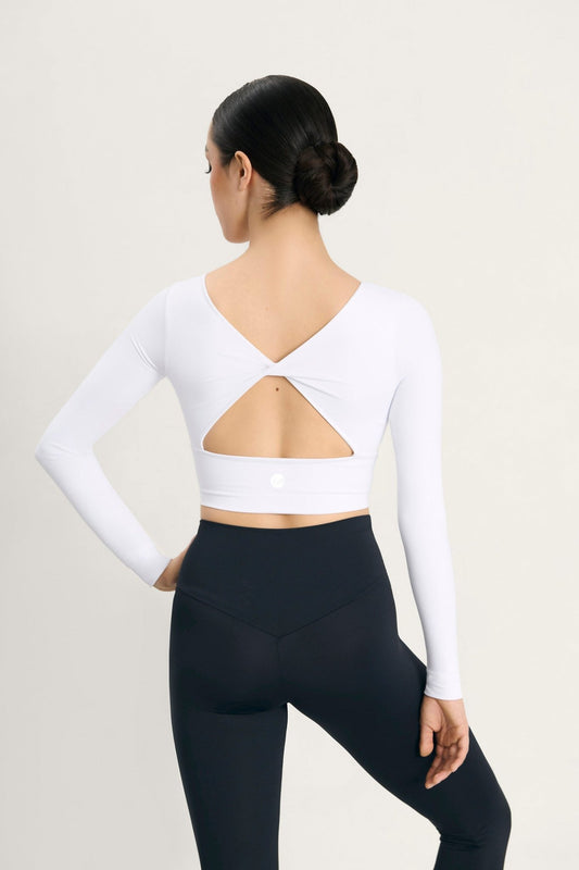 Intermezzo Grayson Long Sleeve Crop Top - White - THE COLLECTIVE DANCEWEARIntermezzo Grayson Long Sleeve Crop Top - WhitemSports TopTHE COLLECTIVE DANCEWEAR