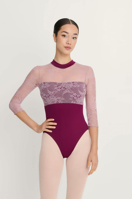 Intermezzo Hope 3/4 Length Sleeve Lace Leotard - Garnet - THE COLLECTIVE DANCEWEARIntermezzo Hope 3/4 Length Sleeve Lace Leotard - GarnetmLeotardTHE COLLECTIVE DANCEWEAR