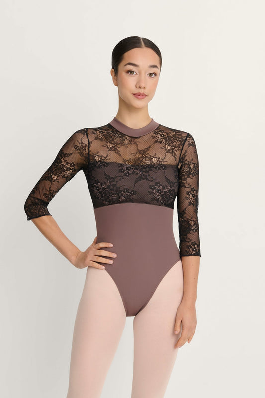 Intermezzo Hope 3/4 Length Sleeve Lace Leotard - Mink - THE COLLECTIVE DANCEWEARIntermezzo Hope 3/4 Length Sleeve Lace Leotard - MinkmLeotardTHE COLLECTIVE DANCEWEAR