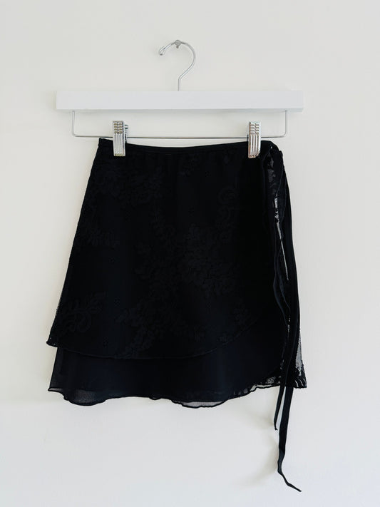Lace Short Wrap Skirt - Black - THE COLLECTIVE DANCEWEARLace Short Wrap Skirt - BlackmSKIRTTHE COLLECTIVE DANCEWEAR