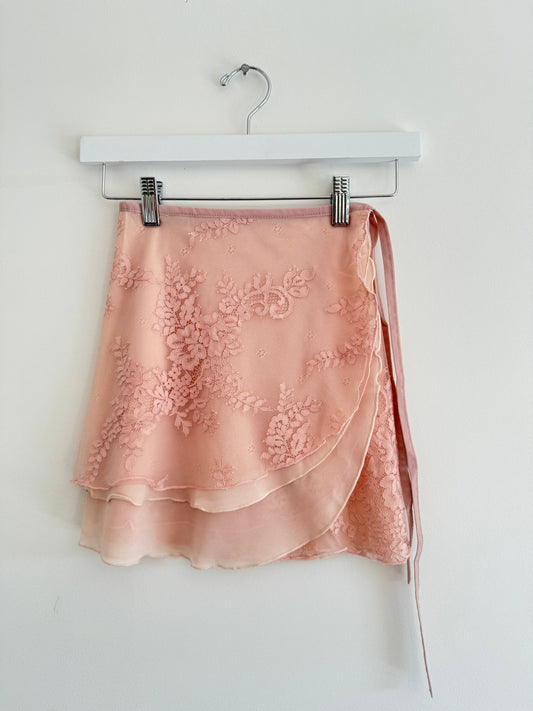 Lace Short Wrap Skirt - Pink - THE COLLECTIVE DANCEWEARLace Short Wrap Skirt - PinkmSKIRTTHE COLLECTIVE DANCEWEAR