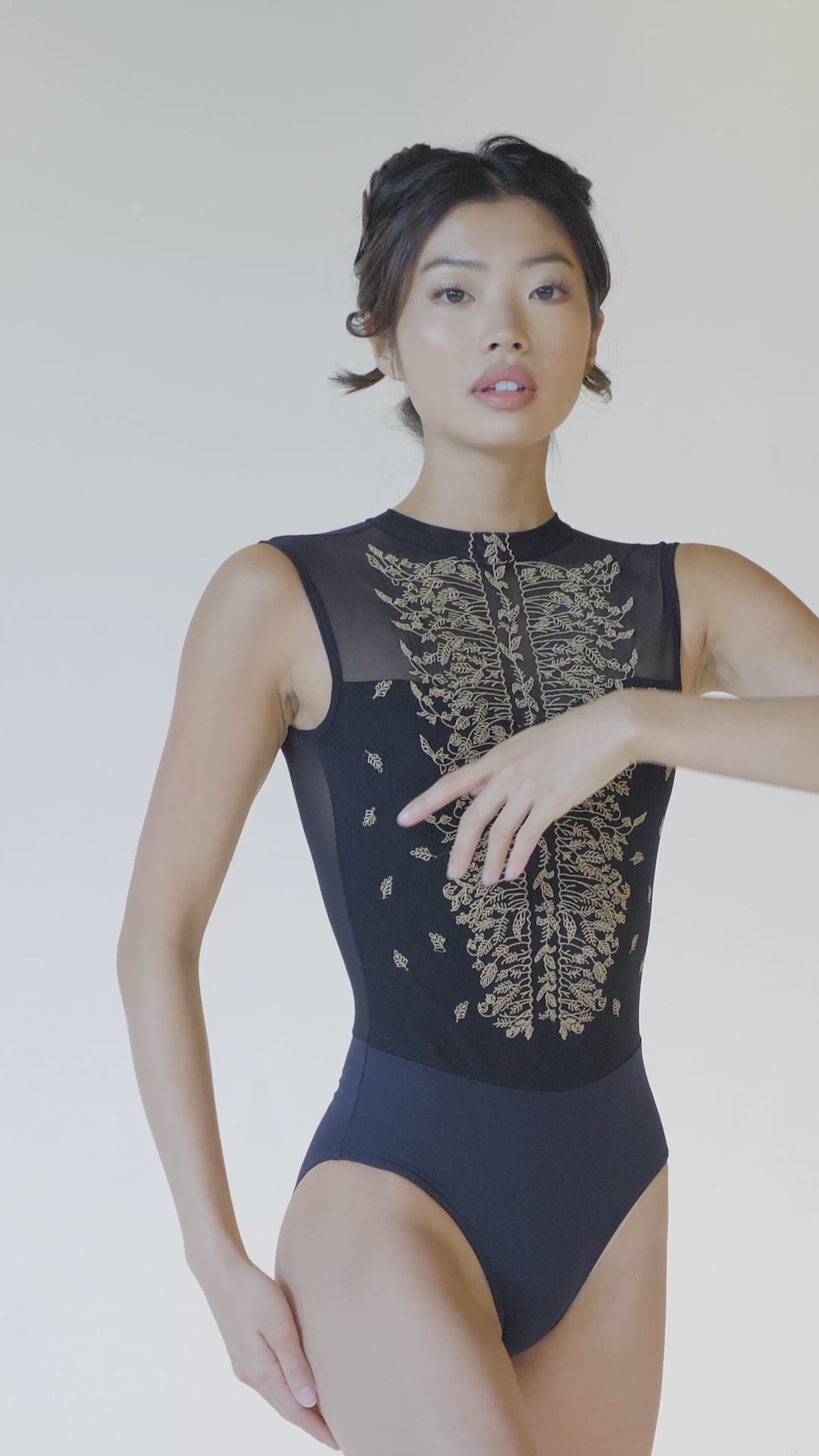 Ballet Rosa Harper leotard in Black with Gold from The Collective dancewear