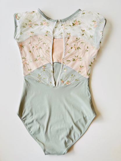 THE COLLECTIVE DANCEWEAR Rose Embroidered Cap Sleeve Leotard - Sage#mLeotardTHE COLLECTIVE DANCEWEAR