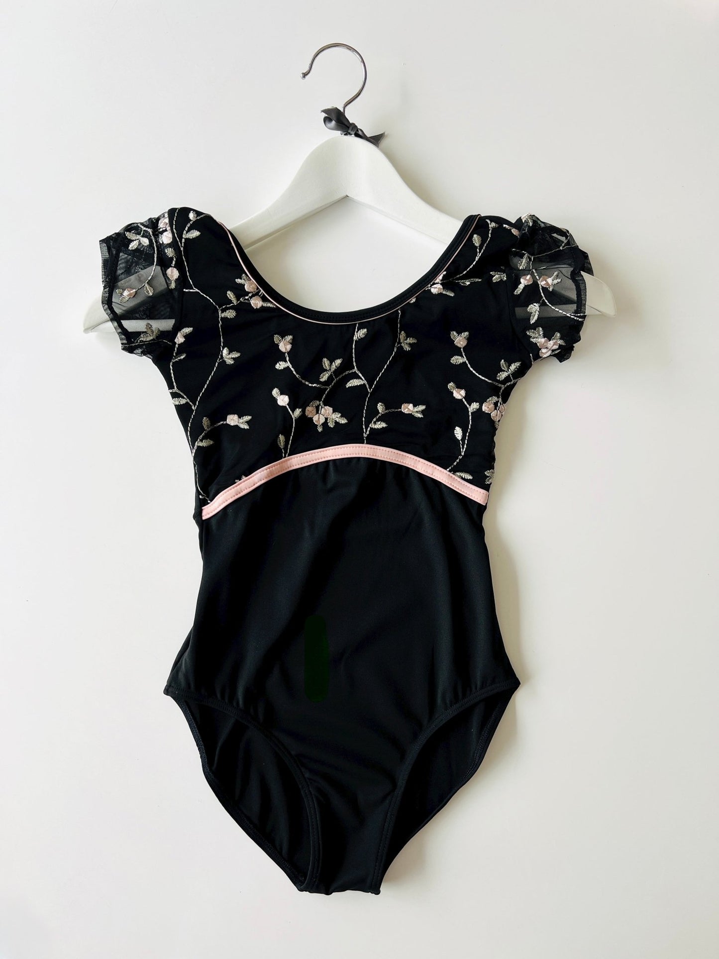 Rose Embroidered Tulip Sleeve Leotard - Black#mLeotardTHE COLLECTIVE DANCEWEAR