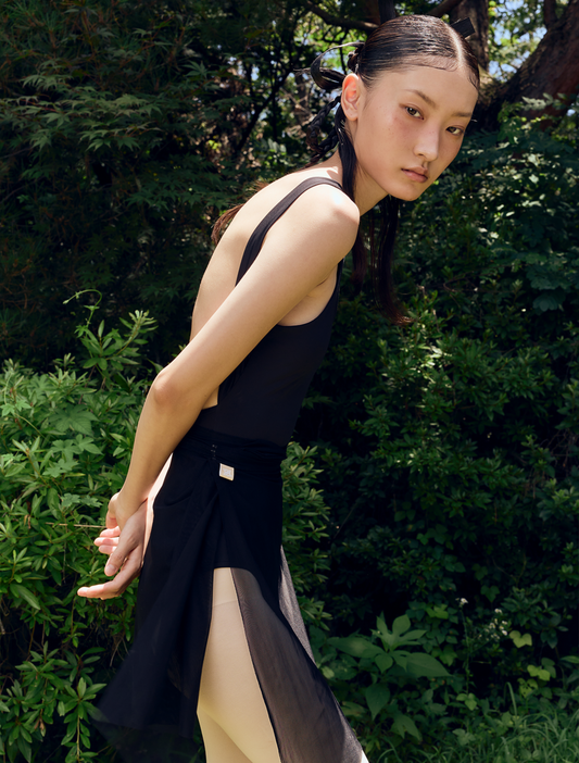 Taecho Flow™ Slit Psyche Midi Ballet Skirt -  Black