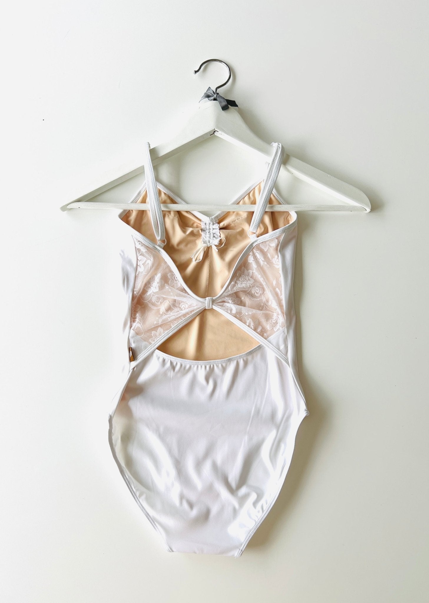 The Classic Camisole Leotard with Lace Bow Back - White - THE COLLECTIVE DANCEWEARThe Classic Camisole Leotard with Lace Bow Back - White#mLeotardTHE COLLECTIVE DANCEWEAR