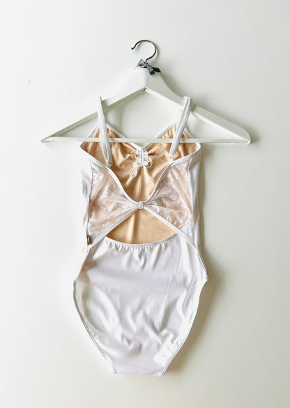 The Classic Camisole Leotard with Lace Bow Back - White - THE COLLECTIVE DANCEWEARThe Classic Camisole Leotard with Lace Bow Back - White#mLeotardTHE COLLECTIVE DANCEWEAR