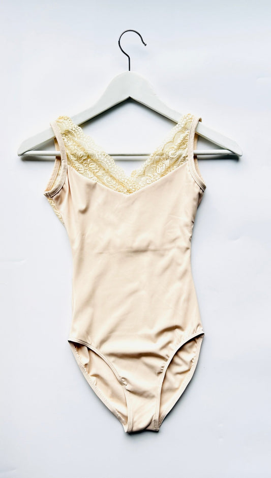 The V Neck Lace Leotard - Cream - Collective DancewearThe V Neck Lace Leotard - Cream#mLeotardCollective Dancewear