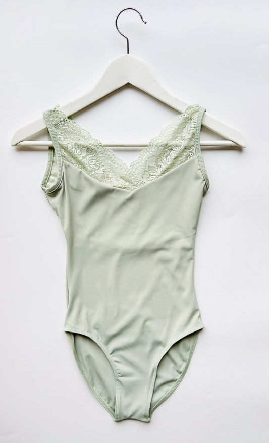 The V Neck Lace Leotard - Sage - Collective DancewearThe V Neck Lace Leotard - Sage#mLeotardCollective Dancewear