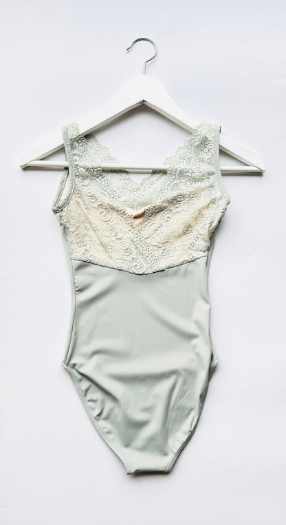 The V Neck Lace Leotard - Sage - Collective DancewearThe V Neck Lace Leotard - Sage#mLeotardCollective Dancewear