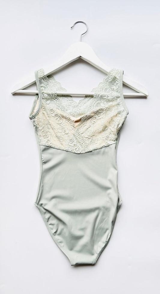 The V Neck Lace Leotard - Sage - Collective DancewearThe V Neck Lace Leotard - Sage#mLeotardCollective Dancewear
