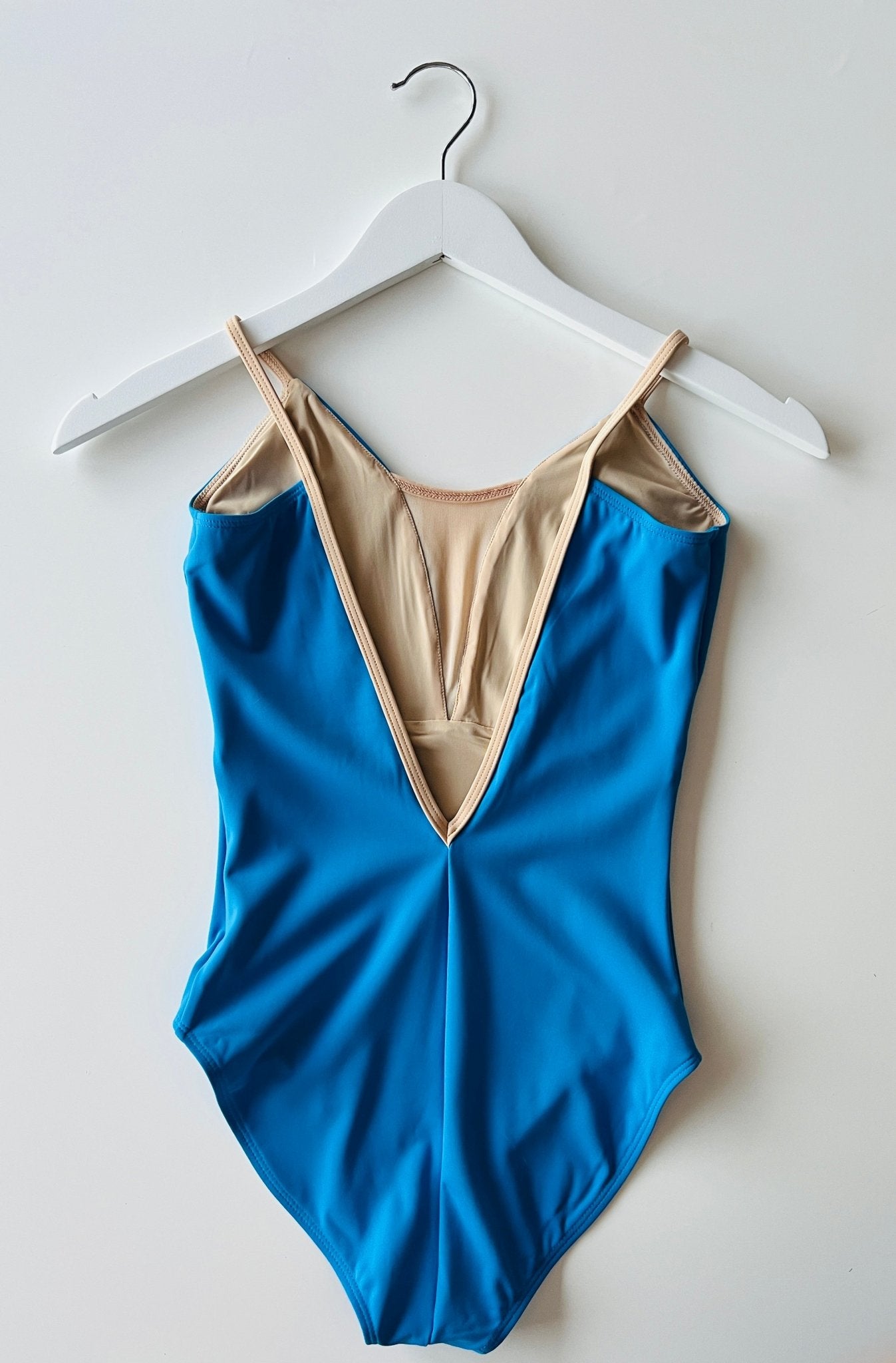 V Mesh Camisole Leotard - Bright Blue With Nude Straps - THE COLLECTIVE DANCEWEARV Mesh Camisole Leotard - Bright Blue With Nude Straps#mLeotardTHE COLLECTIVE DANCEWEAR