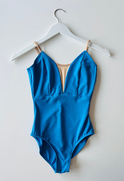 V Mesh Camisole Leotard - Bright Blue With Nude Straps - THE COLLECTIVE DANCEWEARV Mesh Camisole Leotard - Bright Blue With Nude Straps#mLeotardTHE COLLECTIVE DANCEWEAR