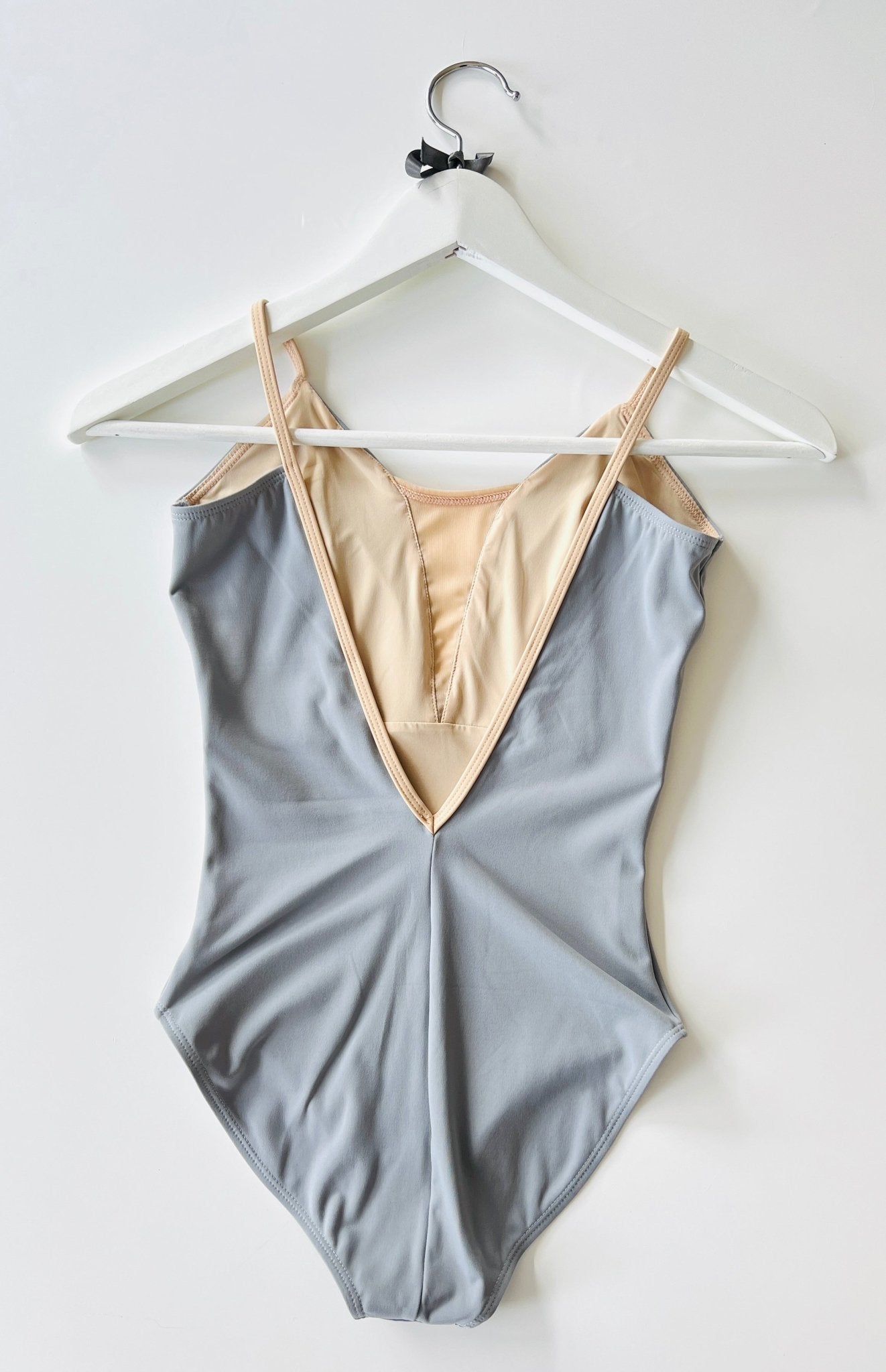 V Mesh Camisole Leotard - Grey With Nude Straps - THE COLLECTIVE DANCEWEARV Mesh Camisole Leotard - Grey With Nude StrapsmLeotardTHE COLLECTIVE DANCEWEAR