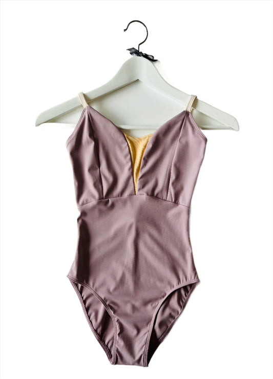 THE COLLECTIVE DANCEWEAR V Mesh Camisole Leotard - Pink Lavender With Nude Straps#mLeotardTHE COLLECTIVE DANCEWEAR