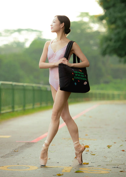 Cloud & VIctory The Weight Of My Expectations Puffer Tote Bag - Black