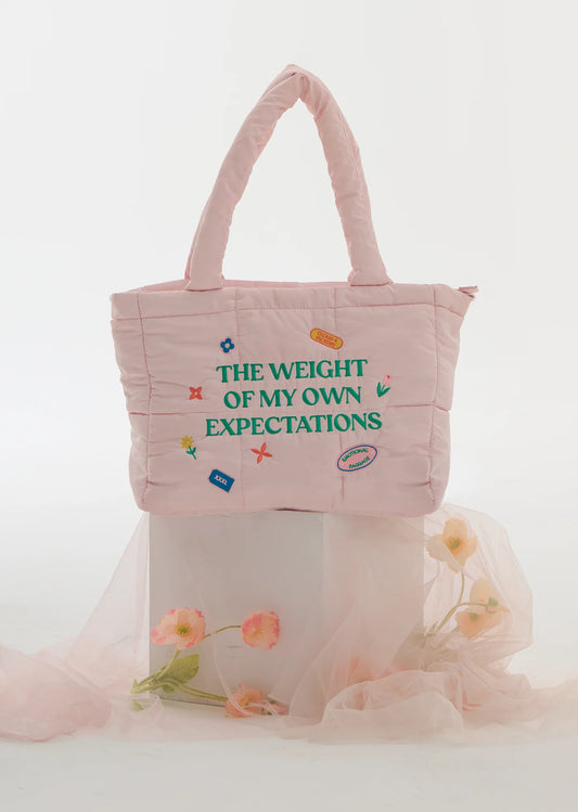 Cloud & VIctory The Weight Of My Expectations Puffer Tote Bag - Blush Pink