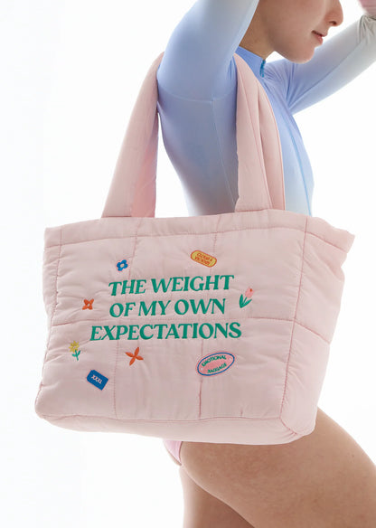 Cloud & VIctory The Weight Of My Expectations Puffer Tote Bag - Blush Pink