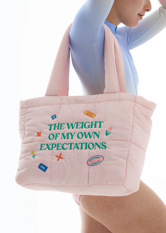 Cloud & VIctory The Weight Of My Expectations Puffer Tote Bag - Blush Pink