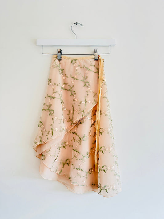 Wrap Long Skirt - Embroidered Flowers - Cream - THE COLLECTIVE DANCEWEARWrap Long Skirt - Embroidered Flowers - CreammSKIRTTHE COLLECTIVE DANCEWEAR
