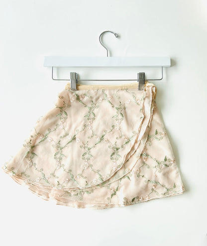 Wrap Short Skirt - Embroidered Flowers - Cream#mSkirtTHE COLLECTIVE DANCEWEAR