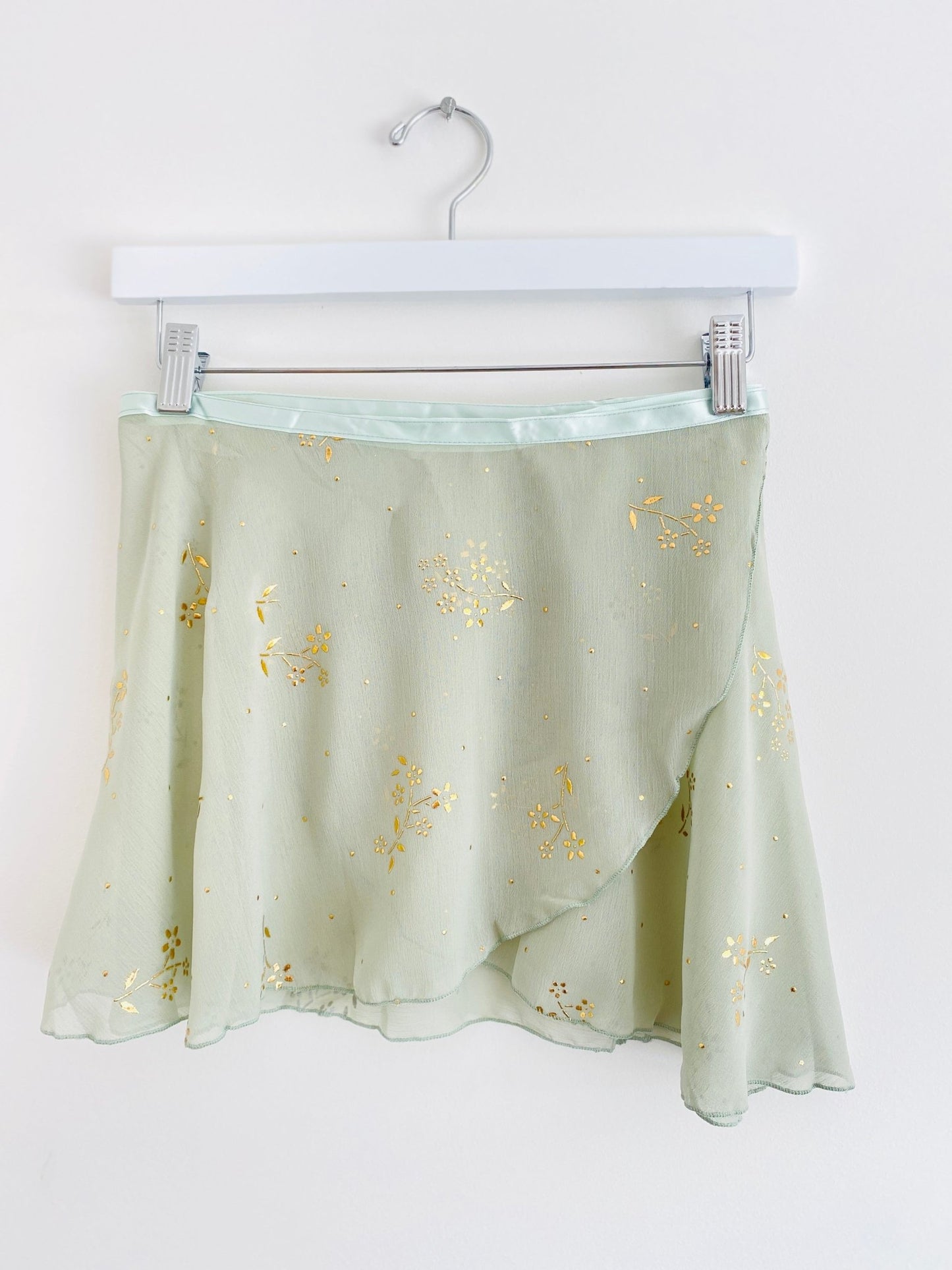 Wrap Short Skirt -  Green with Gold Print -Wrap Short Skirt - Pistachio Green with Gold Print#mSkirtTHE COLLECTIVE DANCEWEAR