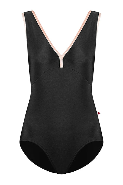 Yumiko Alicia V Neck Leotard - Black and Misty Rose - Collective DancewearYumiko Alicia V Neck Leotard - Black and Misty Rose#mLeotardCollective Dancewear