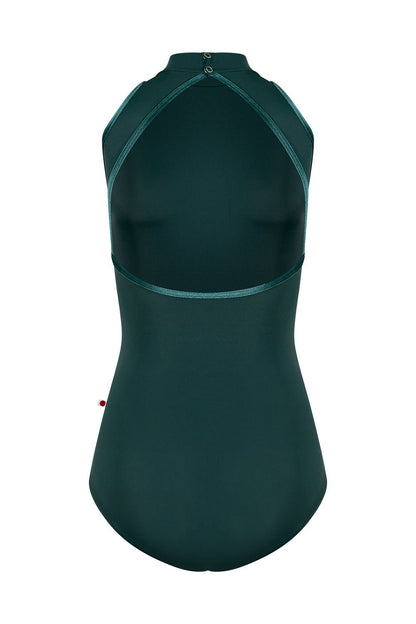 Yumiko Noe Halter Neck Leotard - Kale Green With Velvet Trim - THE COLLECTIVE DANCEWEARYumiko Noe Halter Neck Leotard - Kale Green With Velvet TrimmLeotardTHE COLLECTIVE DANCEWEAR