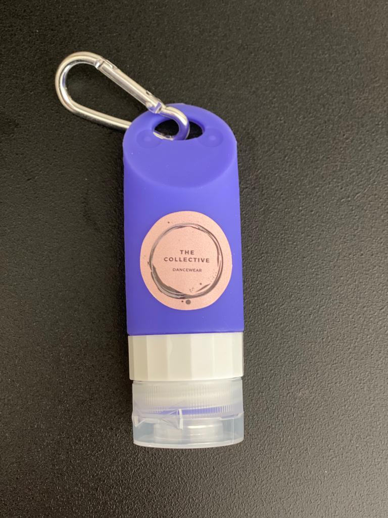 Mini hand sanitiser bottle from the collective dancewear