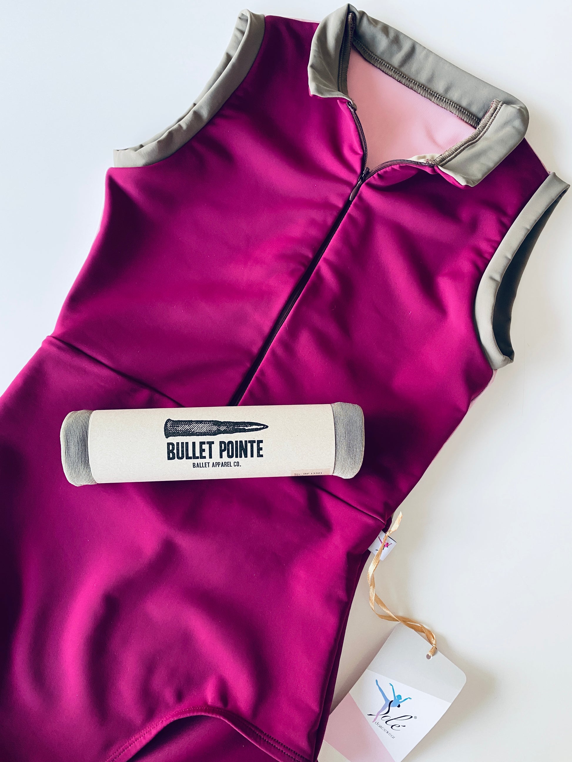 Sole Dancewear New York ballet dance leotard in Amaranto and Mink from The Collective Dancewear matched with Bullet Pointe sab skirt in Sage 