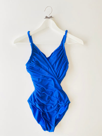 Ruched camisole ballet leotard with draped mesh in  Royal Blue  from The Collective