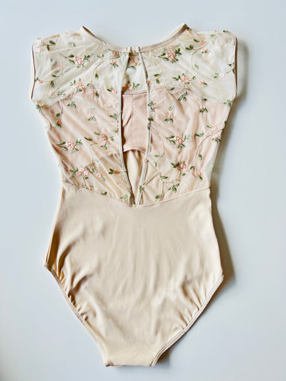 Rose Embroidered Cap Sleeve ballet dance Leotard - Antique Cream from The Collective Dancewear