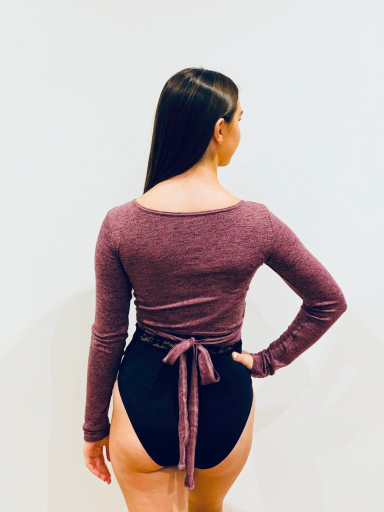 Warm-Up Soft Knit Wrap Top - Dark Pink The Collective Dancewear