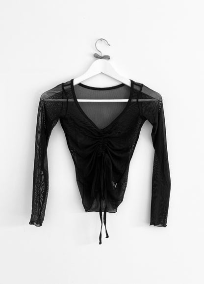 Black Gathered Mesh Lyrical Dance Top ballet  from The Collective Dancewear