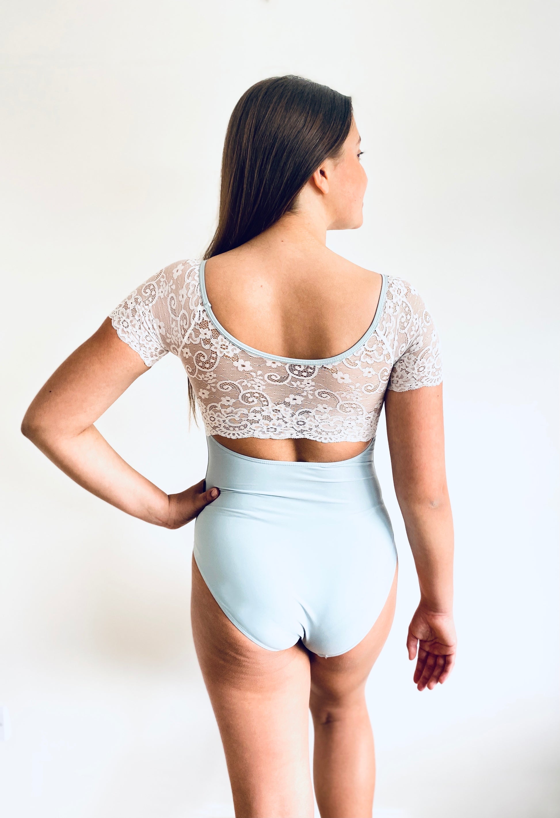 Lace Top Leotard Pastel pistachio from The Collective Dancewear