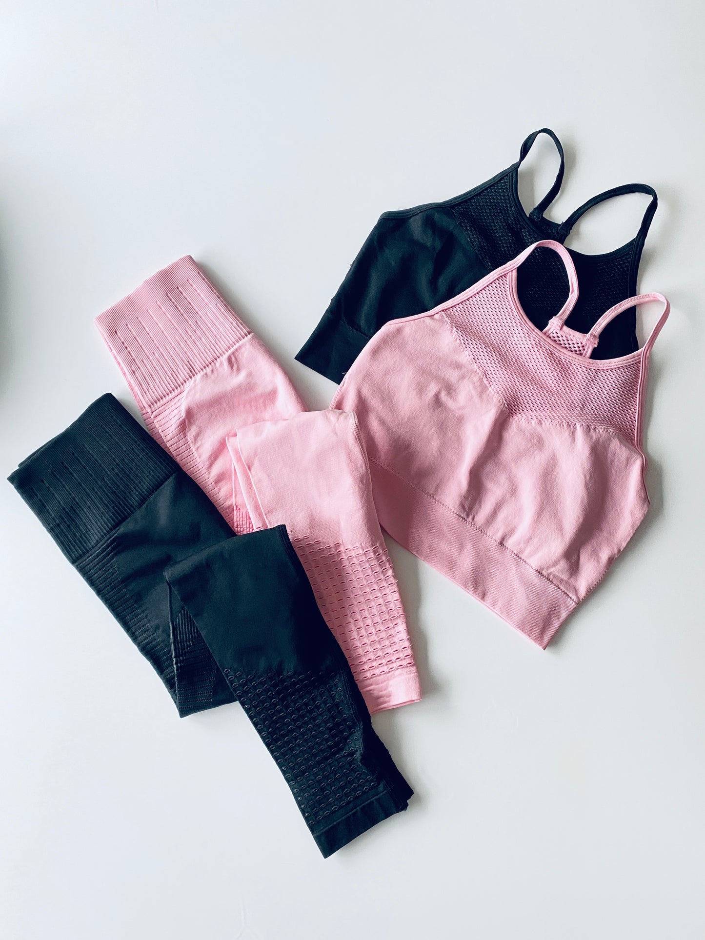 Seamless gym, sports, activewear sports top in baby pink from The Collective Dancewear