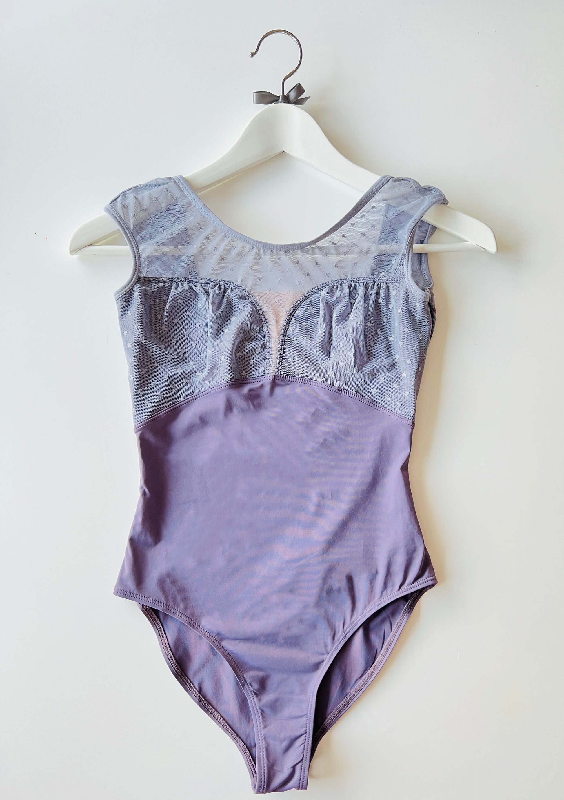 Baiwu Cap sleeve dance ballet leotard from Baiwu with a sweet heart neck line in lavender, lilac, pastel purple from The Collective Dancewear 