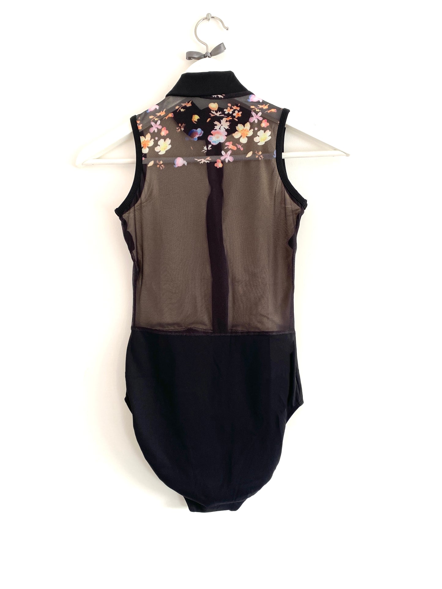 The Zip Up Leotard with Golden Flowers -Black from The Collective Dancewear