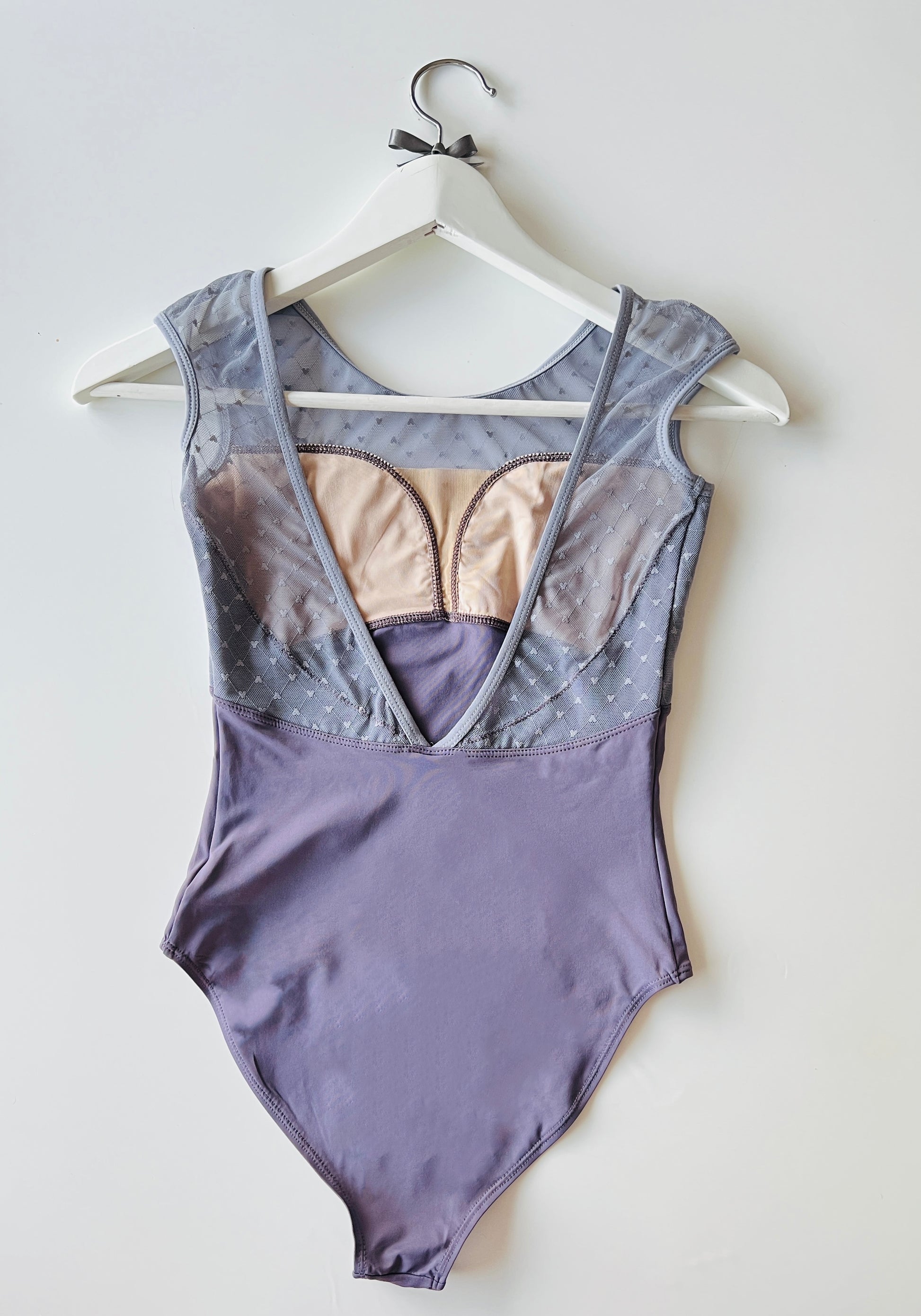 Baiwu Cap sleeve dance ballet leotard from Baiwu with a sweet heart neck line in lavender, lilac, pastel purple from The Collective Dancewear