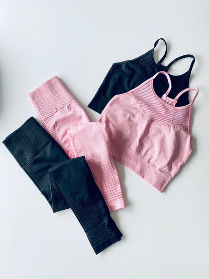 Seamless gym, sports, .activewear leggings in Baby Pink from The Collective Dancewear
